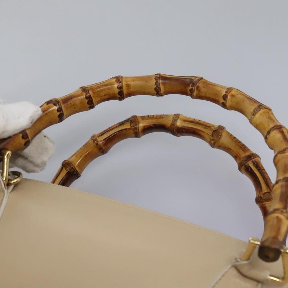 GUCCI Bamboo Hand Bag Leather 2way Beige Gold 002 2855 0322 0 Auth 118505 - Picture 8 of 16